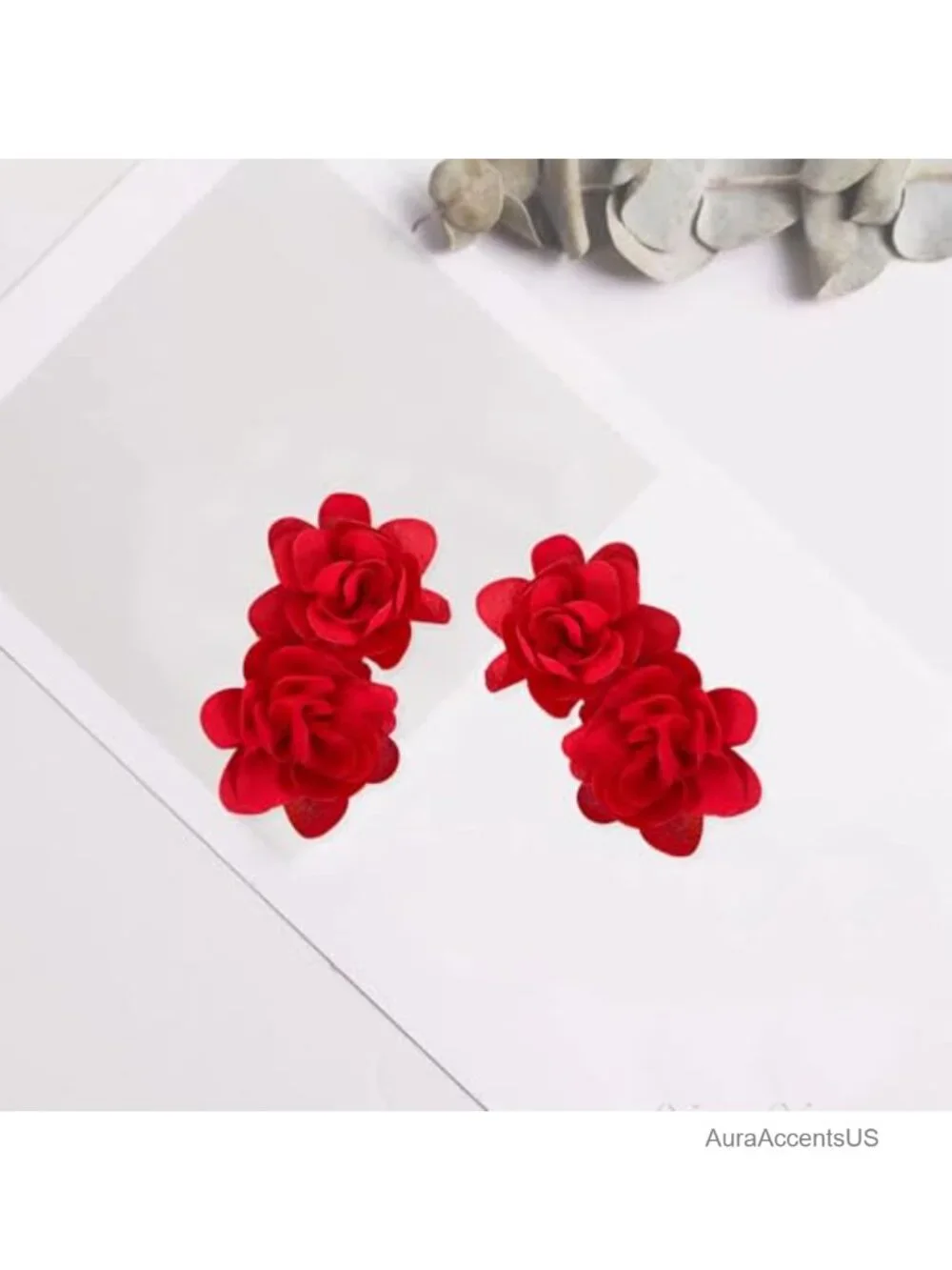 Bohemian Flower Drop Earrings for Women, Fabric Dangle Statement Acrylic